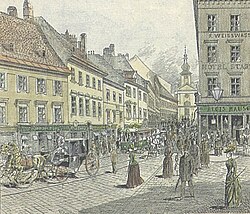 Karl Blaschke, Alte Wiedner Hauptstraße. In Wasserfarbe