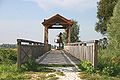 Blick von Ungarn aus über die Brücke von Andau in Richtung der Fluchtstraße