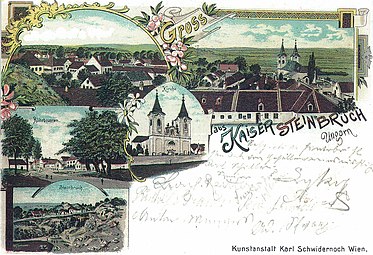 Colourierte Karte "Gruss von Kaisersteinbruch" 1902