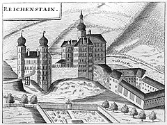 Reichenstein von Westen. Stich von G.M. Vischer 1674