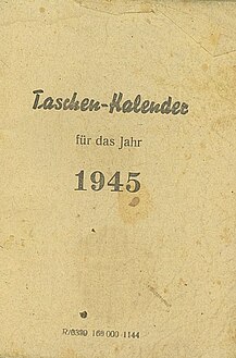 Kalender 1945 10x7 cm groß